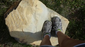 feet standing on a rock