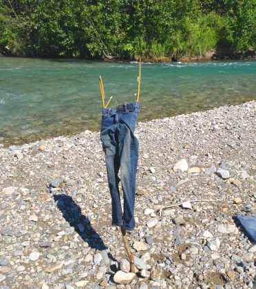 Wet Jeans Drying in the Sun